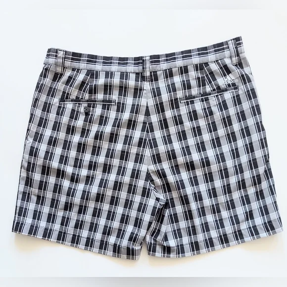Adidas Golf Shorts Mens Size 38 Black White Plaid - Picture 4 of 7